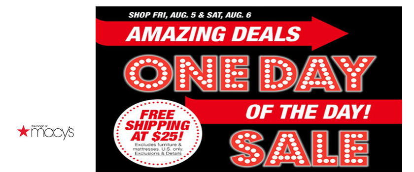 Macy&#39;s One Day Sale + Free Shipping at $25 - CouponDraft